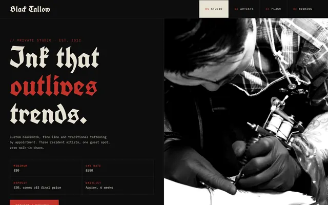 Black Tallow Tattoo sample design, screenshot 1