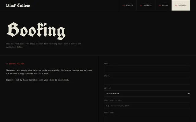 Black Tallow Tattoo sample design, screenshot 3