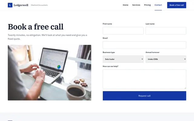 Ledgerwell Accountants sample design, screenshot 2