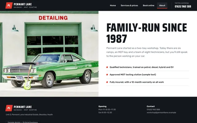 Pennant Lane Garage sample design, screenshot 3